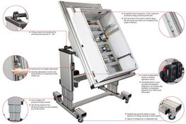 La figura mostra le caratteristiche del tavolo di montaggio per la realizzazione di armadi elettrici